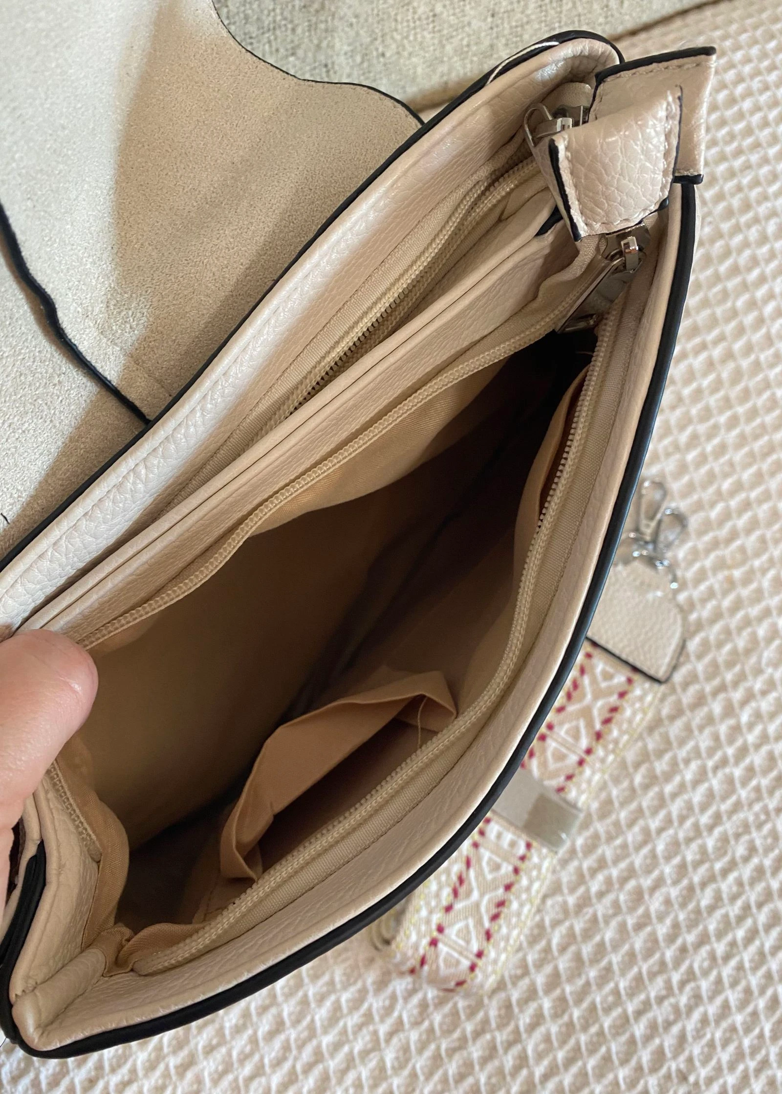 Bolso hobo con bandolera blanco roto doble compartimento  – photo 8